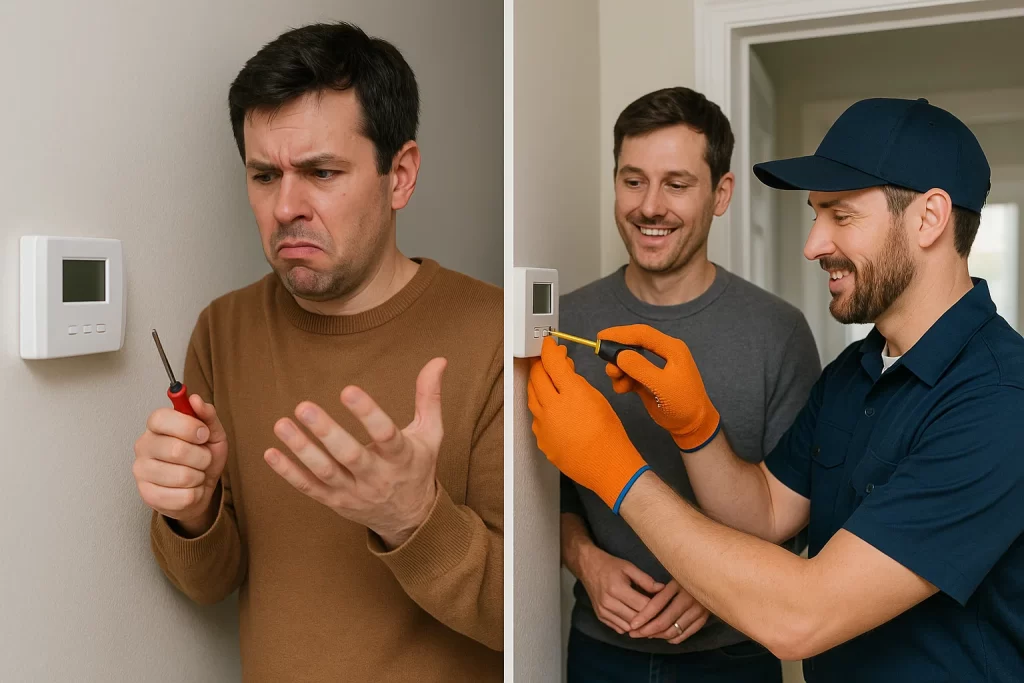 Before‑and‑after: frustrated DIY vs confident professional repair